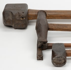 ASSORTED HAND-FORGED LETTER LOG / TIMBER MARKING HAMMERS, LOT OF FOUR