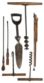 ASSORTED LARGE-SIZE WOODWORKING AND OTHER TOOLS, LOT OF SEVEN