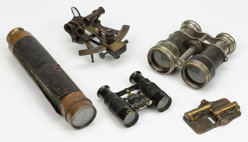 ASSORTED OPTICAL AND SURVEYORS ARTICLES, LOT OF FIVE