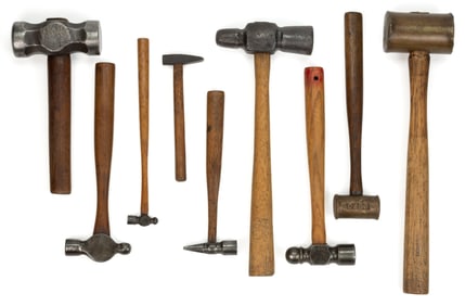ASSORTED BALL-PEEN AND MACHINIST HAMMERS, LOT OF NINE