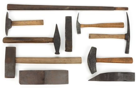 ASSORTED MASONRY / STONE MASON'S HAMMERS, LOT OF NINE