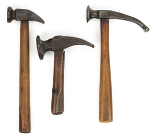 ASSORTED BOOKBINDER'S BACKING  HAMMERS, LOT OF THREE