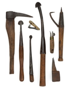 ASSORTED LOGGERS AND WOOD HARVESTING TOOLS, LOT OF EIGHT