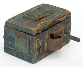 PATENTED C. L. NESMITH PAINT DECORATED AND STENCILED FARM THRESHING MACHINE GRAIN TALLY / COUNTER /