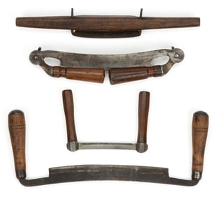 ASSORTED MANUFACTURERS / MAKERS WOODEN AND IRON WOODWORKING KNIVES, LOT OF FOUR