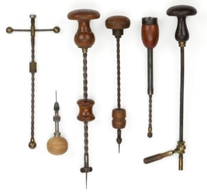 ASSORTED JEWELERS/CLOCK, ETC. ARCHIMEDEAN HAND DRILLS, LOT OF SIX