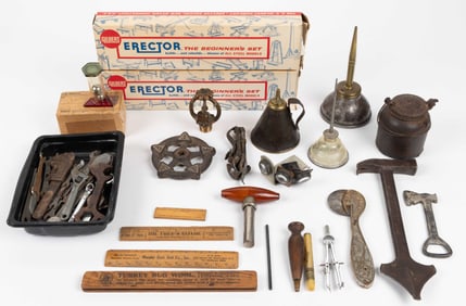 ASSORTED ADVERTISING AND VARIOUS HOUSEHOLD TOOLS, UNCOUNTED LOT