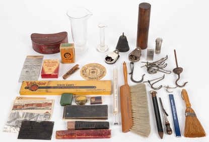ASSORTED ADVERTISING AND VARIOUS HOUSEHOLD TOOLS, UNCOUNTED LOT