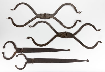 ASSORTED WROUGHT-IRON HINGES, LOT OF TWO PAIR