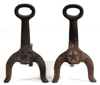 AMERICAN CAST-IRON ANDIRONS, PAIR