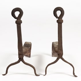VIRGINIA WROUGHT-IRON PAIR OF ANDIRONS