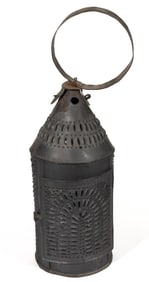 AMERICAN PIERCED AND PUNCHED SHEET-IRON / TIN CANDLE LANTERN