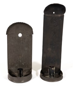AMERICAN SHEET-IRON / TIN CANDLE WALL SCONCES, LOT OF TWO