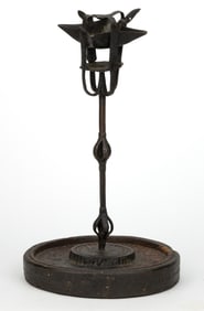 WROUGHT-IRON TABLE-TOP FAT / GREASE LAMP