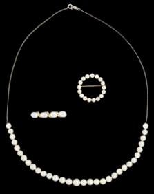 VINTAGE / CONTEMPORARY 14K GOLD AND PEARL JEWELRY, LOT OF THREE