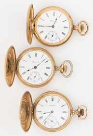 E. HOWARD 17-JEWEL MODEL 1905 POCKET WATCHES, LOT OF THREE
