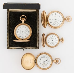 WALTHAM 7-JEWEL LADY'S POCKET WATCHES, LOT OF FOUR