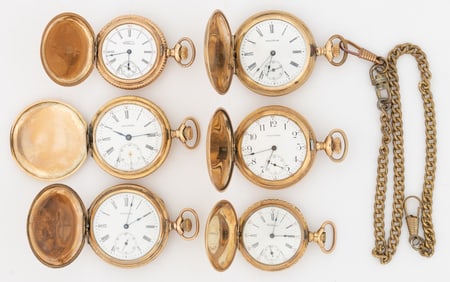 WALTHAM 7- / 15-JEWEL MODEL 1890 AND 1891 LADY'S POCKET WATCHES, LOT OF SIX