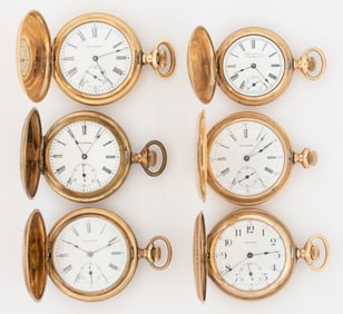 WALTHAM 7-JEWEL MODEL 1890 AND 1891 LADY'S POCKET WATCHES, LOT OF SIX