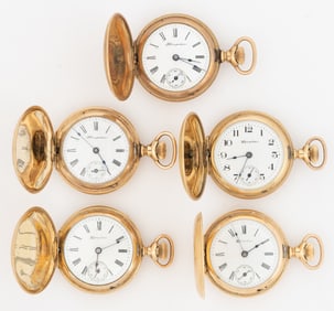 HAMPDEN 7-JEWEL MODEL 3 LADY'S POCKET WATCHES, LOT OF FIVE