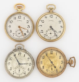 ILLINOIS 17-JEWEL MODEL 3 AND 4 POCKET WATCHES, LOT OF FOUR