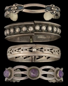 VINTAGE MEXICAN STERLING AND 0.980 SILVER BRACELETS, LOT OF FOUR