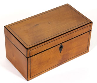 ENGLISH REGENCY INLAID SATINWOOD TEA CADDY