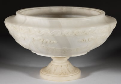 CONTINENTAL CARVED ALABASTER URN