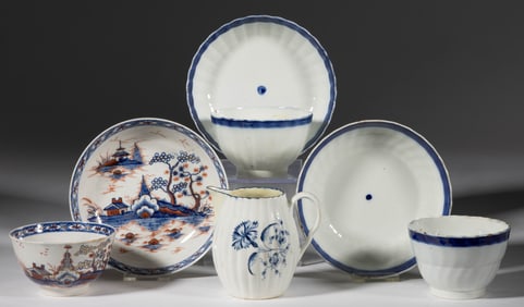 BRITISH HAND-PAINTED CERAMIC TEA ARTICLES, LOT OF FOUR