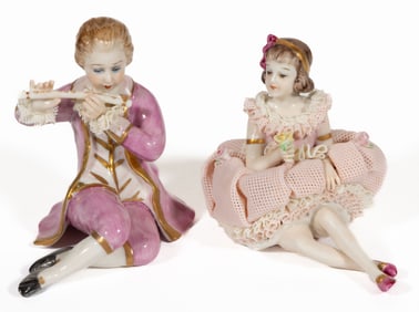 IRISH DRESDEN PORCELAIN HAND-PAINTED COUPLE