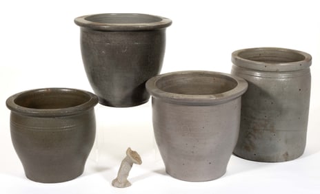 ROCKINGHAM CO., SHENANDOAH VALLEY OF VIRGINIA STONEWARE CROCKS, LOT OF FOUR