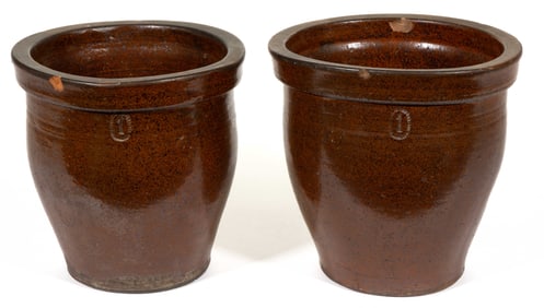 EMANUEL SUTER, ROCKINGHAM CO., SHENANDOAH VALLEY OF VIRGINIA EARTHENWARE / REDWARE CROCKS, LOT OF