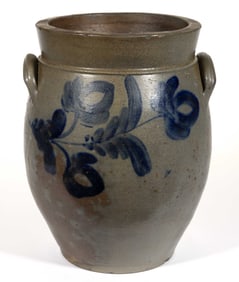 ADAM KEISTER ATTRIBUTED, STRASBURG, SHENANDOAH VALLEY OF VIRGINIA DECORATED STONEWARE JAR
