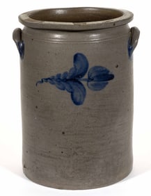 STAMPED "W. H. LEHEW & CO. / STRASBURG VA.", SHENANDOAH VALLEY OF VIRGINIA DECORATED STONEWARE JAR