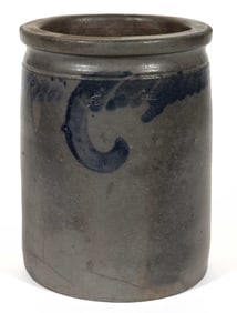 STAMPED "SOLOMON BELL / ST[RASBURG]", SHENANDOAH VALLEY OF VIRGINIA DECORATED STONEWARE JAR