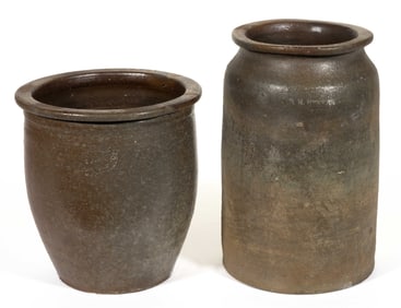 STAMPED "HENKEL", PAGE CO., SHENANDOAH VALLEY OF VIRGINIA STONEWARE JARS, LOT OF TWO