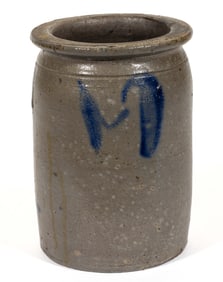 HENKEL AND GRIM ATTRIBUTED, PAGE CO., SHENANDOAH VALLEY OF VIRGINIA DECORATED STONEWARE JAR