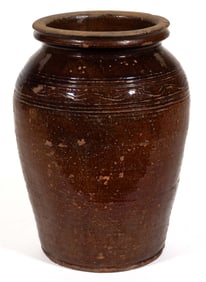 HENKEL ATTRIBUTED, BOTETOURT CO., VALLEY OF VIRGINIA DECORATED EARTHENWARE / REDWARE JAR