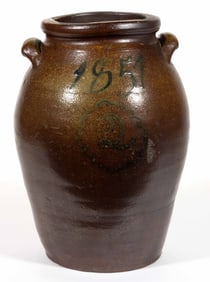 THOMAS WADDELL ATTRIBUTED, ALLEGHANY CO., VALLEY OF VIRGINIA DECORATED / DATED STONEWARE JAR