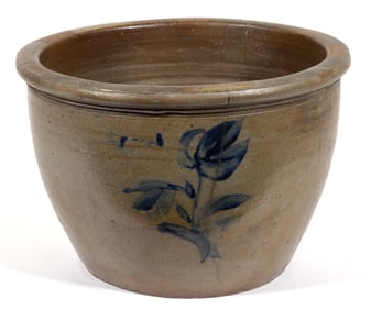 STAMPED "J.B. MAGEE", WASHINGTON CO., VALLEY OF VIRGINIA DECORATED STONEWARE BOWL / CROCK