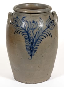 STAMPED "B.C. MILBURN / ALEXA", ALEXANDRIA, VIRGINIA DECORATED STONEWARE JAR