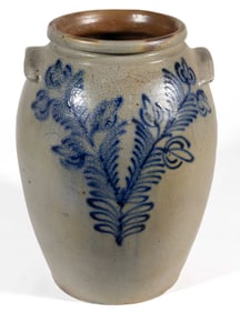 STAMPED "B.C. MILBURN / ALEXA", ALEXANDRIA, VIRGINIA DECORATED STONEWARE JAR