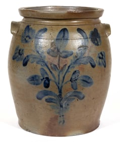 STAMPED "BC MILBURN", ALEXANDRIA, VIRGINIA DECORATED STONEWARE JAR