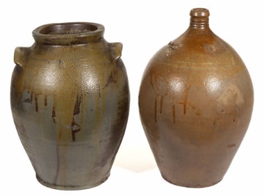 JOHN SWANN ATTRIBUTED, ALEXANDRIA, VIRGINIA STONEWARE ARTICLES, LOT OF TWO