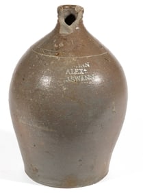 DOUBLE-STAMPED "[J. SWA]NN / ALEXA. / J. SWANN", ALEXANDRIA, VIRGINIA STONEWARE JUG