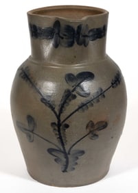 HENRY LOWNDES ATTRIBUTED, PETERSBURG, VIRGINIA DECORATED STONEWARE PITCHER