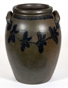 JAMES RIVER, VIRGINIA ATTRIBUTED DECORATED STONEWARE JAR