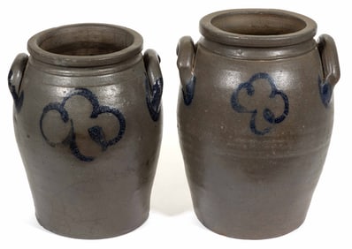 STEPHEN B. SWEENEY, HENRICO CO., VIRGINIA DECORATED STONEWARE JARS, LOT OF TWO