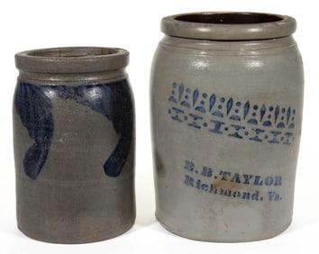 RICHMOND, VIRGINIA DECORATED STONEWARE JARS, LOT OF TWO