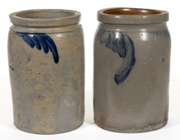 PARR FAMILY ATTRIBUTED, BALTIMORE, MARYLAND OR RICHMOND, VIRGINIA DECORATED STONEWARE JARS, LOT OF